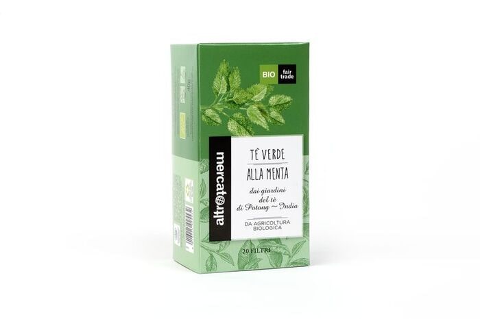 TÈ VERDE ALLA MENTA IN FILTRI INDIA - BIO | COD. 00000386 | 20 filtri - 40 g